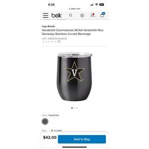 NCAA Logobrands 16oz Stainless Steel Vanderbilt Tumbler NEW